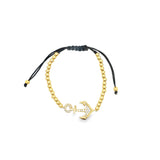 Adjustable Bead Bracelet With Anchor Charm (I144-145)