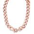 A thick rose gold chain necklace displays textured, interlocking links and a secure clasp against a clean white background.