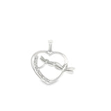 Outlined Heart With CZ Fireflies Pendant Charm