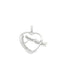A silver heart pendant features two detailed dragonflies resting inside with sparkling crystals along the curve.