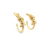 A pair of gold hoop earrings features a unique coiled, ribbed texture along the top against a clean white background.