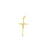 A gold cross pendant features a detailed wire-wrapped center against a clean white background.