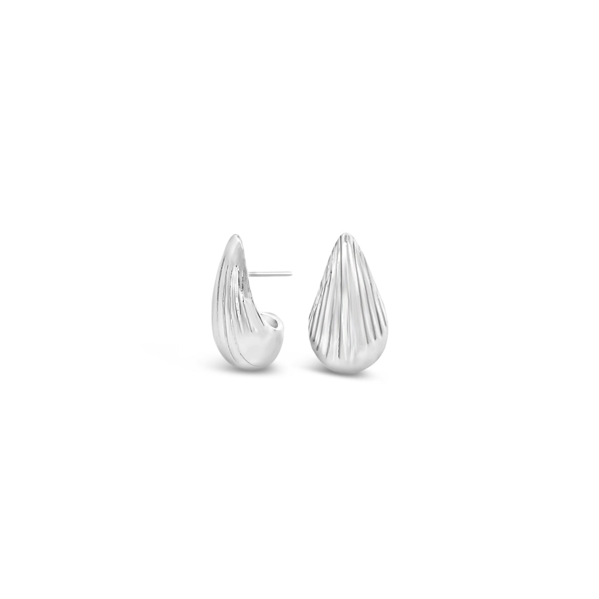 Shell Textured Water Drop Stud Post Earrings (L560)