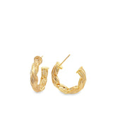 Thick Small Modern Twisted Gold Hoops (K11)