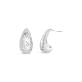 Tear Drop Filled With CZ Stone Stud Earrings (L335A)