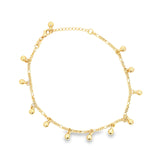 18K Gold Filled Dangly Beaded Charm Anklet (E132)