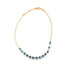 A delicate gold chain bracelet features an array of blue and white evil eye beads along the bottom curve, showcased against a plain white background.