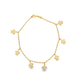 18K Gold Filled Dangle Turtle Charm Anklet (E17)