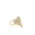 A sparkling pavé diamond heart ring rests on a clean white surface.