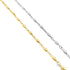 Two delicate necklaces display alternating gold and silver rice-bead links diagonally across a clean white background.