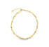 A gold-plated beaded choker necklace displays alternating oval beads and delicate metal links against a clean white background.