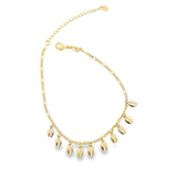 18K Gold Filled Sea Ocean Puka Shell Charm Anklet (E36)