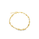 18K Gold Filled Sea Ocean Puka Shell Charm Anklet With Round Clear CZ Stones (E37)