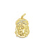 A polished gold Jesus piece pendant features sparkling diamond accents along the crown of thorns and hangs against a white background.