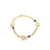 18K Gold Filled Evil Eye Charm Anklet With Elephant Charms