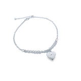 18K Gold Filled Heart Charm Anklet With A Round CZ Stone (E15)