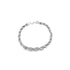 A shiny sterling silver rope chain bracelet rests against a plain white background.