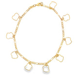 18K Gold Filled Outlined Golden Apple Charm Anklet (E31)