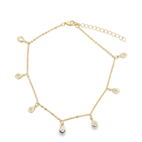 18k Gold Filled Dainty Anklet With Teardrop Clear Cubic Zirconia Stones (E226)