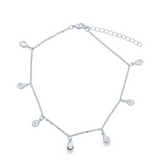18k Gold Filled Dainty Anklet With Teardrop Clear Cubic Zirconia Stones (E226)