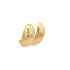 A pair of polished gold chunky huggie hoop earrings gleams against a white background.