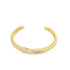A polished gold cuff bracelet displays a classic twisted cable design against a clean white background.