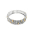 A textured silver and gold two-tone bangle bracelet rests against a clean white background.