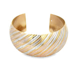 18K Gold Filled 28mm 3 Toned Textured Cuff Bangle (B11)