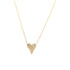 A delicate gold chain necklace features a sparkling pave-set diamond heart pendant against a clean white background.