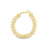 A polished yellow gold link bracelet displays an intricate multi-strand woven brick pattern against a clean white background.