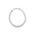 A sleek silver link bracelet rests on a clean white background, showcasing its polished interlocking links and secure lobster clasp.