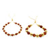 Two adjustable gemstone beaded bracelets featuring alternating gold metal beads and sparkling brown sunstone beads rest against a white background.