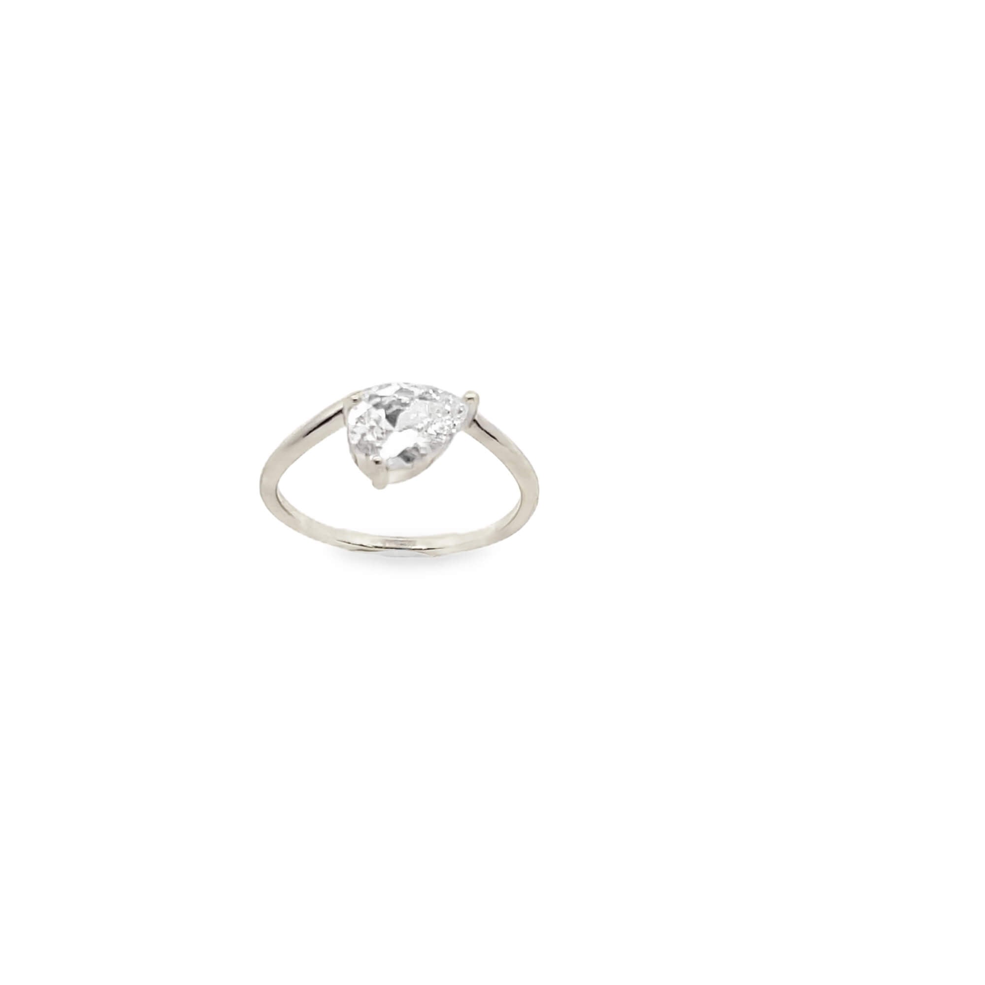 Shop a pear-cut cubic zirconia solitaire ring in gold or silver. A minimalist, elegant ring perfect for stacking, everyday wear, or gifting.