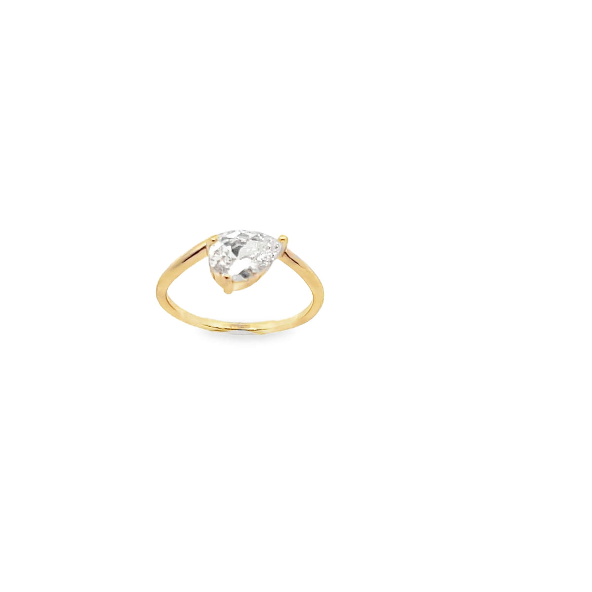 Shop a pear-cut cubic zirconia solitaire ring in gold or silver. A minimalist, elegant ring perfect for stacking, everyday wear, or gifting.