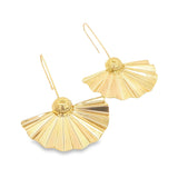 18K Gold Filled Drop Down Metallic Folded Leaf Design Earrings (L455)