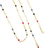 Enamel CZ Evil Eye Protection Beaded Cable Necklace (H204)(E266)(I537)
