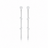 Modern drop earrings featuring a sleek herringbone chain accented with sparkling Cubic Zirconia. Available in Gold Filled and Rhodium finishes, offering a lightweight, elegant, and contemporary design.