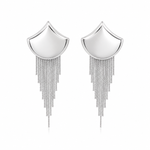 Elegant 18K gold filled fringe tassel earrings designed with cascading waterfall chains and a modern sculpted silhouette. Lightweight statement earrings perfect for weddings, parties, special occasions, and elevated everyday styling. Available in gold and silver finishes.
