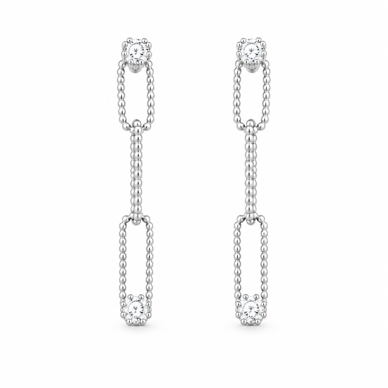 Textured Paperclip Link CZ Drop Earrings