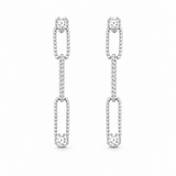 Textured Paperclip Link CZ Drop Earrings