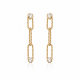 Textured Paperclip Link CZ Drop Earrings