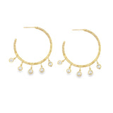 18K Gold Filled CZ Open Dangle Hoop Earrings (J193)