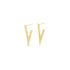 A pair of modern V-shaped gold stud earrings resting against a clean white background.