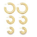 18K Gold Filled Thick Textured Hoop Earrings (J203)(J202) (J201)