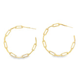 18K Gold Filled Dainty Paperclip Chain Open Hoop Earrings (J208)