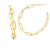 18K Gold Filled Dainty Paperclip Chain Open Hoop Earrings