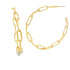 A pair of elegant gold paperclip chain hoop earrings gleams against a clean white background.