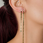 Elegant disc chain drop earrings in gold and silver. Available in small and long sizes. Lightweight, modern, and perfect for everyday wear.
