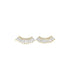 A pair of curved gold earrings sparkles with marquise-cut diamonds arranged in a delicate fan design against a white background.