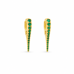 Premium Gold Filled spike huggie earrings featuring brilliant cubic zirconia. Available in Emerald Green, Turquoise, Clear, and Sapphire Blue for a modern everyday look.